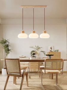 Modern Simple Wood Material Restaurant Chandelier Creative Bedroom Nightstand Small Chandelier Nordic Style Dining Table Bar Counter Lamp