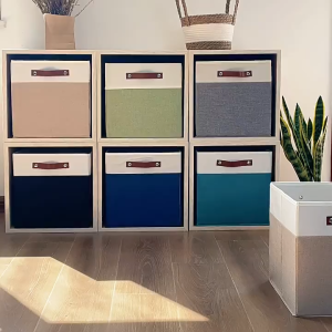 OutingSG® Minimalist Linen Collapsible Storage Box with Handles Dust-Proof Organizer for Wardrobes Clothing Toys Snack Storage Basket