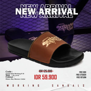 Sandal Pria Selop Working R-18 Sandal Distro Slip On Model Terbaru Keren