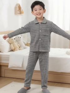 [🚚จัดส่งจากกรุงเทพฯ] เสื้อนอนลายสกอตสำหรับเด็ก ผ้านุ่มสบาย เหมาะกับเด็กอายุ 3-15 ปี
