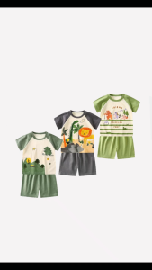 Baby Kids Short Sleeve Cartoon T Shirt Top & Bottom Short Pants Baju Seluar Budak Bayi Playset 0905