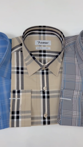 Áo Sơ Mi Tay Dài Dáng Trẻ Slimfit Vạt Bầu Vĩnh Tiến Vải Bamboo Kẻ Caro 465 - Mẫu 1