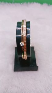 Gelang Tangan Bangle BY01 Alloy Lapis Mas 18K Permata Zirconia Premium Quality & Tahan Lama GS020R
