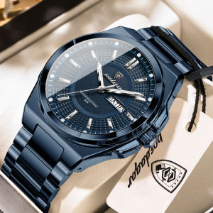 POEDAGAR Top Business Men Wristwatch Stainless Steel Waterproof Luminous Casual Man Watch Date Week Stylish Mens Quartz Watches