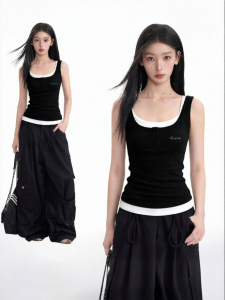 BAIDAIFEI | Layered Style Broad Shoulder Straps Bust Minimizer Tank Top