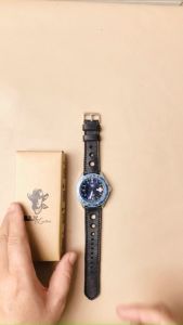 Dây da đồng hồ Siêu bền Da Bò Nâu Đất Có 3 Lỗ Thoáng Khí RAM Leather D1 22mm