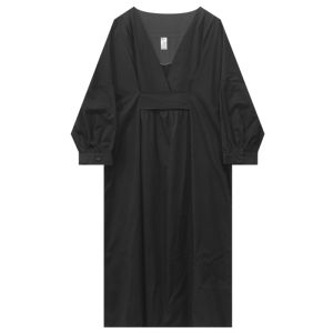 BKMS ชุดเดรสยาวคลุมเข่าแขนยาว 9 นิ้ว คอวี ทรงหลวม สำหรับผู้หญิงตั้งครรภ์ สไตล์สตรีท แขนยาว กระโปรงทรงเอ