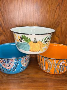 Thickened Enamel Kitchen Sink Fruit Basin round Shape Retro Style Utensils Durable Washing Bowl Multi Purpose Food Mixing Bowl