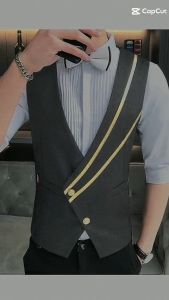 Áo gile áo gile nam xu hướng cá tính phiên bản hàn quốc mẫu thiết kế chéo ngực độc đáo sang trọng ( không có áo sơ mi) -Mẫu hót H54