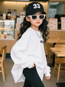 Spring Autumn Childrens Long Sleeve Base Shirt Girls Inner Wear T-Shirt Polyester Fiber Casual Style Standard Version Print Design