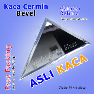 Kaca cermin Bevel ukuran 25x25 cm tebal 3 mm bevel 1 cm - Cermin Moulding