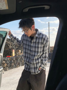 DAVID&ME | Retro Sun Protection Black Check Shirt Thin Loose Summer