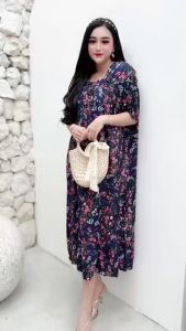 JUMBO DASTER FUJI MOTIF BUNGA LD 130CM KEKINIAN MODEL TERBARU 2024 DRESS LD 130CM BAHAN RAYON PREMIUM DASTER BUMIL DAN BUSUI