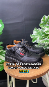 GUEVA - Sepatu Pria 013 Ujung Besi | Sepatu Kerja Proyek Anti Slip Anti Licin Size 39-43 Bisa COD