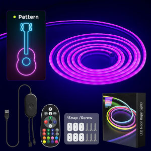 5V Lampu Neon Flex Lampu LED Strip Neon Flexible LED Strip Light 3M/4M/5M for DIY Signage IP65 Waterproof Silicone Light Decor with Bluetooth and Remote Control