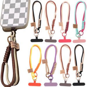Mobile Phone Lanyard / INS Fashion Anti-lost Polyester Double Rope Phone Lanyard / Short Handheld Phone Case Wrist Rope