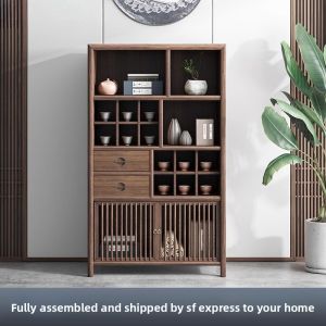 ATNPQZ | Burmese Walnut New Chinese Style Zen Tea Cabinet