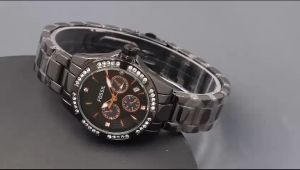 Paket Box Exclusive + Paperbag / Jam Tangan Fos Ring Permata VA-569DA / Jam Tangan Fashion Wanita Tali Rantai Diameter 35 cm