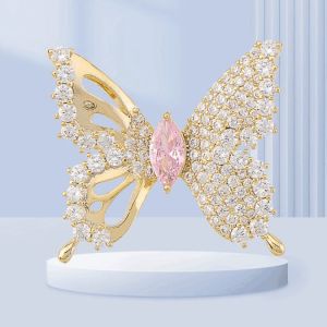 เข็มกลัดผีเสื้อไรน์สโตนสีเขียวสำหรับผู้หญิงเข็มกลัดผีเสื้อโลหะหมุดเครื่องประดับของขวัญแต่งงานแฟชั่น