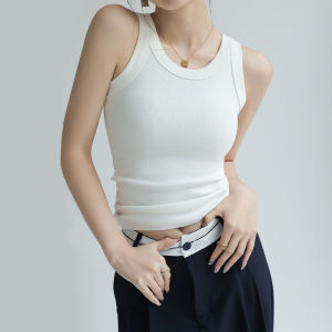 Áo Ba Lỗ Không Tay Màu Đen Trắng Cho Nữ Mùa Hè 2025 Áo Ba Lỗ Một Mảnh Có Đệm Ngực Bên Trong Áo Ba Lỗ Chống Ánh Sáng Cho Nữ