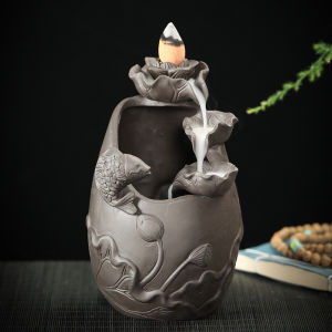 Yuxuan Purplue Sand Tea Pet Backflow Incense Burner Koi Ornaments Fish Play Lotus Pond Handmade Cute Bring In Wealth and Treasure Pieces Tea Table Tea Set