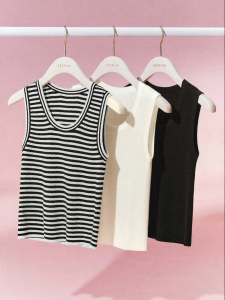 SEIFINI | Striped U-Neck Sleeveless Slipover Vest