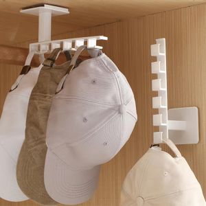6 Hook Multifunctional Hat Holder L-Shaped Wall Mount Hook for Baseball Cap Casual Hat Storage Hook Portable Door Closet Hanger