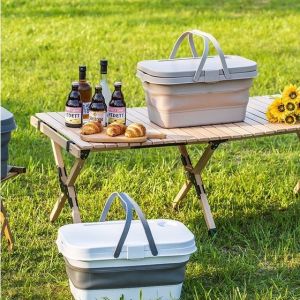 Multi functional picnic basket car trunk storage tools picnic basket outdoor camping storage box picnic sorting folding storage basket