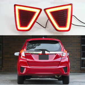 2 Đèn LED Cản Sau Cho Honda Jazz Fit 2014-2015 Đèn Sương Mù Đèn Phanh Đèn Xi-nhan Vỏ ABS Màu Đỏ Tích Hợp Đèn LED
