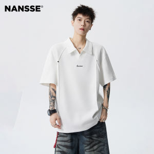 NANSSE | American Retro Deconstruction Patchwork Mens Polo Shirt