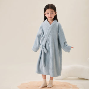 เสื้อคลุมอาบน้ำเด็ก ผ้าขนหนู ผ้าฝ้ายแท้ อบอุ่น นุ่มสบาย สำหรับเด็กโต ผ้าฝ้ายแท้ ดูดซับน้ำได้ดี ป้องกันแบคทีเรีย