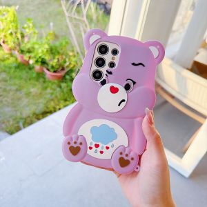 EOENKK | Lovely Purple Bear Cartoon Phone Case For Samsung Galaxy S26 S25 S24 S23 S22 S21 Plus Ultra FE A33 A16 A15 A14 Note20 Back Cover