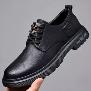 2025 Casual Black Leather Shoes For Men Korean Loafers School Shoes For Men Teens Waterproof Mens Formal Shoes