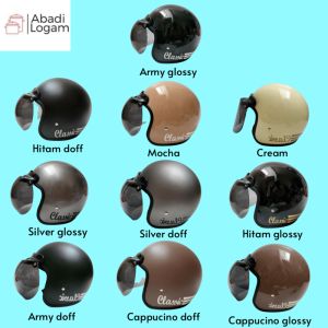 Helm Bogo Dewasa Retro Pria Wanita Motif Gambar Warna Terkini SNI Full leher