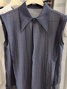 chaqi | Chic Summer chiffon shirt Womens sleeveless fly sleeve drapey lightweight breathable loose fit plain color commuting style