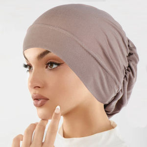 Muslim Fashion Women Hijabs Soft Stretch Solid Color Turban Hat Cancer Chemo Beanies Caps Headwear Headwrap Hair Accessories