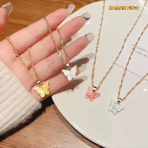 Zaman Now - K5767 Kalung Wanita korea Kupu-kupu / Colorful Butterfly Necklace Simple Chain / Kalung Rantai Liontin Kupu-Kupu Import