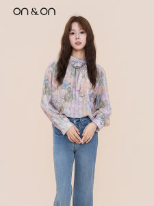 ON&ON | Retro Elegant Round Neck Tied Printed Top