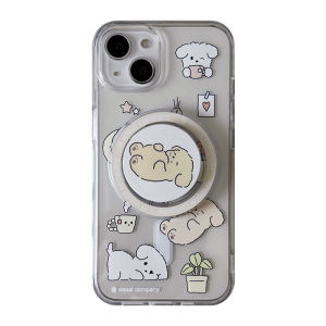 WASAI Ins Style Cute Cartoon Sleeping Dog Magnet Phone Stand Transparent Acrylic Compatible with  17 16 15Promax New Models