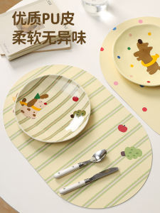 MIXIM Dog Leather Dining Mat Luxury Waterproof Office Table Pad Nordic Style Cartoon Handmade round Shape Restaurant Use