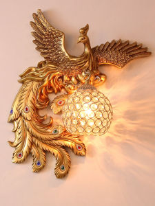 European Style Phoenix Decorative Wall Lamp Creative Vintage Stairway Hallway Bedroom Bedside Doorway Living Room Background Wall Light