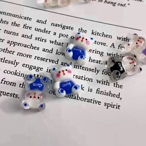 5pcs Aksesoris Nail Art Beruang/ Resin beruang Putih / Aksesoris diy / aksesoris kuku motif beruang