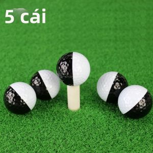 5 Quả Bóng Golf Cao Cấp Bằng Cao Su Thiết Kế Hai Lớp Màu Đen Trắng Dành Cho Thể Thao Ngoài Trời Huấn Luyện & Thi Đấu