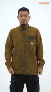 Superego Kemeja Panjang Pria Size M-XL Shirt Three Pocket Denim Snow Tobacco SKP02A