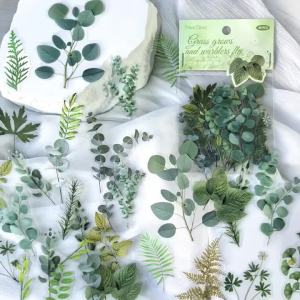 1 Gói Gồm 40 Miếng Dán Trang Trí Hình Lá Cây Xanh Tự Làm Chất Liệu PET Dùng Cho Làm Album Ảnh
