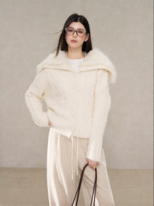 YIKEXIAOYEMEI | Áo Cardigan Len Lười Phong Cách Hàn Quốc Rộng Rãi
