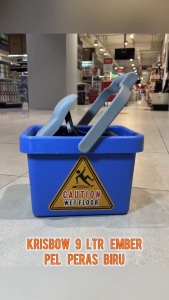 Krisbow 9 Ltr Ember Pel Peras Mc03003 - Biru Ember Pel Wringer Mop Bucket Ember Peras Pel Bucket Mop Wring Ember Pel Biru