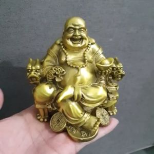 Tượng phật Di lặc ngồi ngai phong thuỷ chất liệu bằng đồng