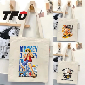 TFO Tote Bag One Piece the Straw Hat Pirates Monkey D. Luffy Versatile Ideal for College School