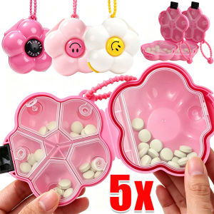 5Pcs Portable Travel Medicine Organizer / Mini Flower Shaped Medication Organizer / Compact Pill Organizer with Separate Compartments / for Daily Use